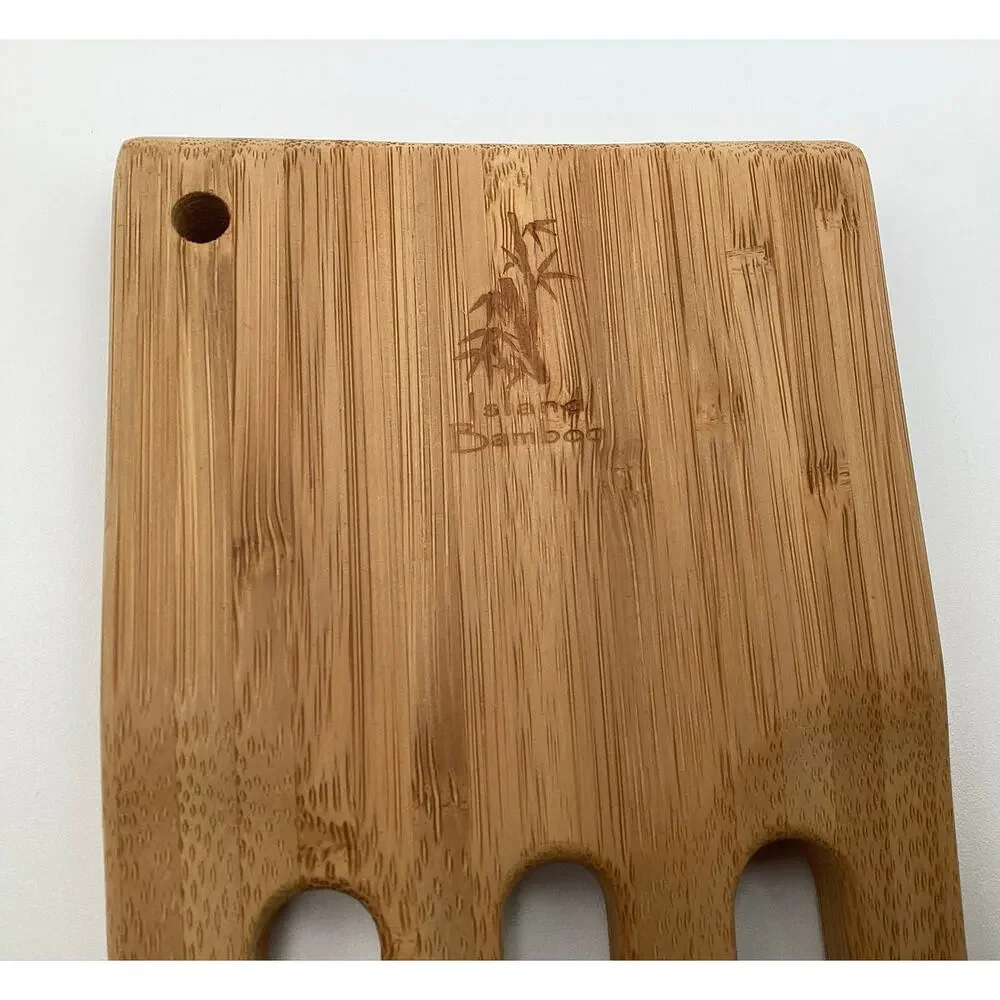 Island Bamboo Natural Wood Salad Hands Serving Forks Set of 2 Claws Tossers Eco